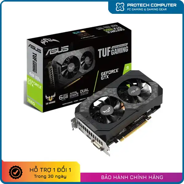 Card màn hình ASUS TUF GTX 1660 Super OC 6Gb Gaming (6Gb GDDR6, 192-Bit, DVI+HDMI+DP, 1X8-Pin)