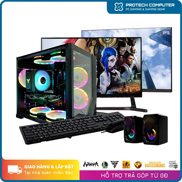 Full bộ Gaming PC 2 màn hình (H510M-H/M.2 SE/ Core i5-10400F/ Ram 16Gb/ GTX 1660S/ M.2 256Gb/ Nguồn 650W/ Tản A6300/ Màn VSP 24-100Hzx2)