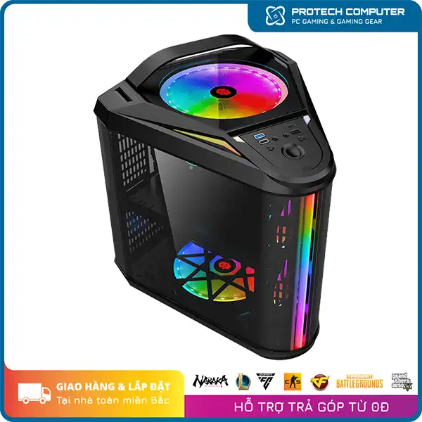PC Gaming #108 (i3 9100F | Ram 8Gb | VGA RX580 8Gb New | SSD 120Gb | Main H310 | Nguồn 400W | Vỏ Tam Giác Cmaster Trisomy)