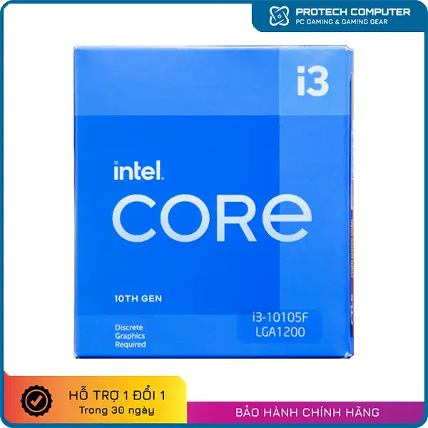 CPU Intel Core i3-10105F (3.7GHz turbo up to 4.4Ghz, 4 nhân 8 luồng, 6MB Cache, 65W)