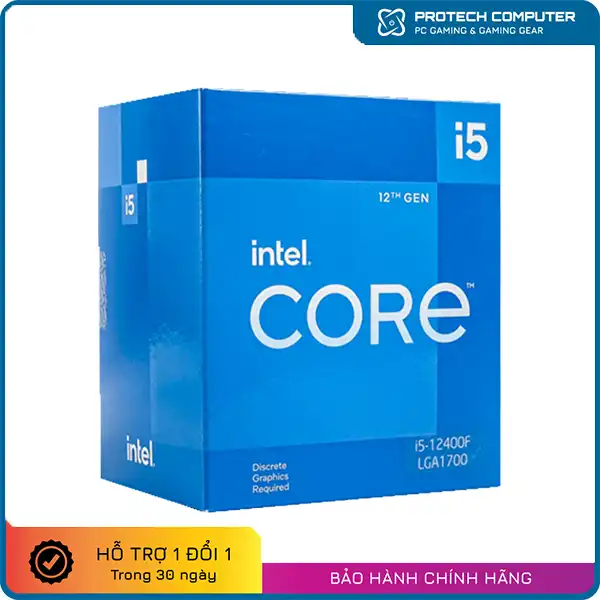 CPU Intel Core i5-12400F (Up To 4.40GHz, 6 Nhân 12 Luồng,18MB Cache, Socket 1700, Alder Lake)