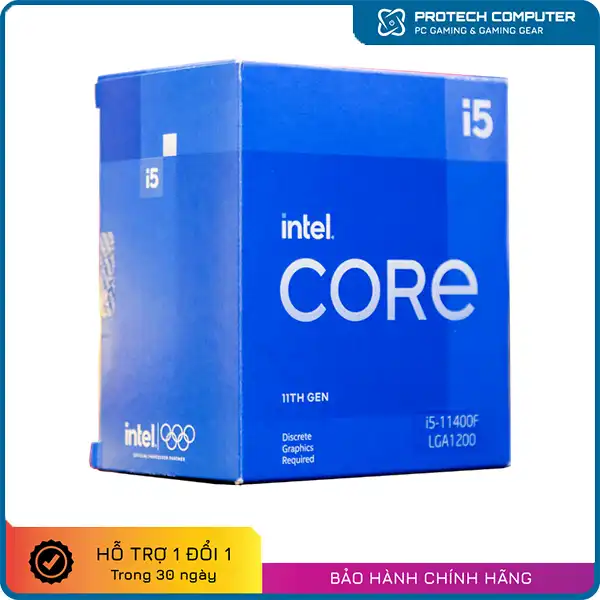 CPU Intel Core i5-11400F (2.6GHz turbo up to 4.4Ghz, 6 nhân 12 luồng, 12MB Cache, 65W)