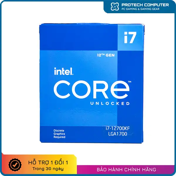 CPU Intel Core i7-12700KF (12 Nhân - 20 Luồng, Up to 5.0GHz, Socket LGA 1700)