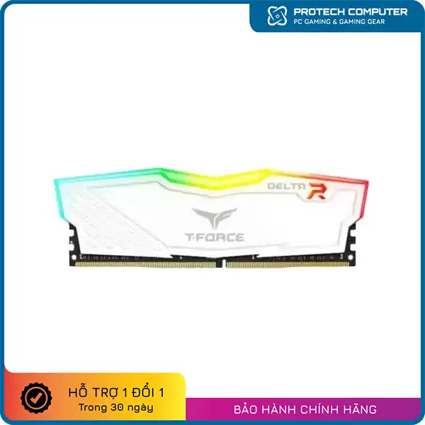 Ram Desktop TEAMGROUP Delta 16GB (1x16GB) DDR4 BUS 3200MHz LED RGB (Trắng)
