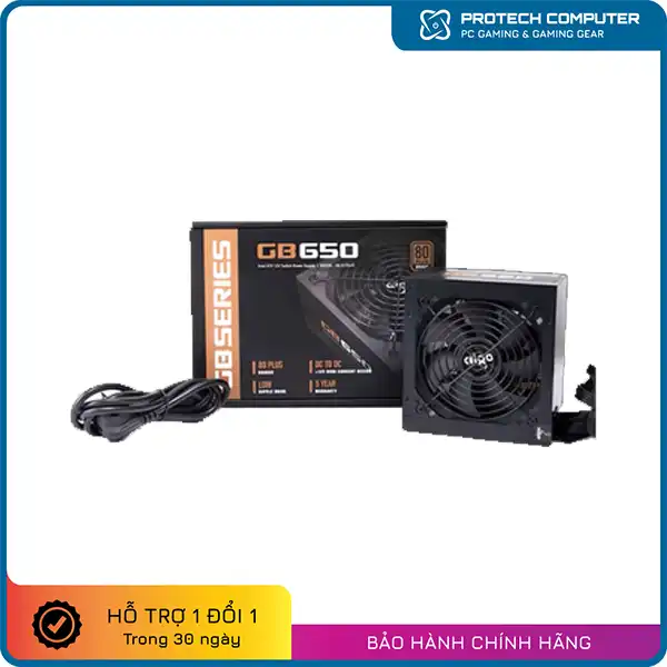 Nguồn máy tính AIGO GB650 - 650W (80 Plus Bronze/Màu Đen)