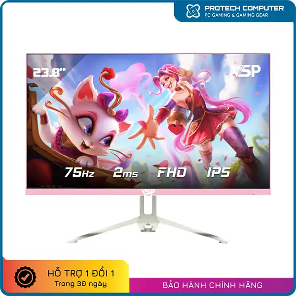 Màn hình VSP V2408S Màu Hồng (24 inch/FHD/75Hz/IPS)