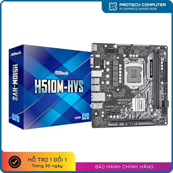 Mainboard ASROCK H510M-HVS/R2.0 (Intel H510, Socket 1200, m-ATX, 2 khe Ram DDR4)