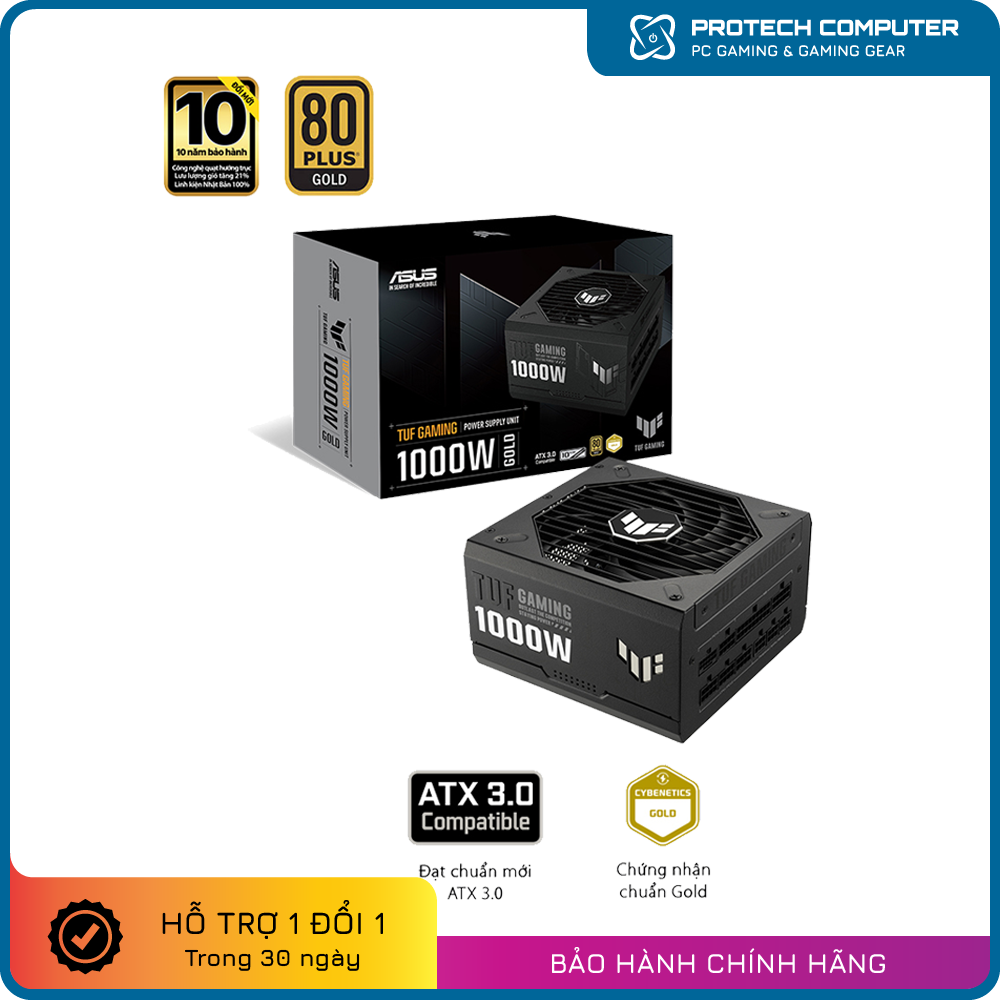 Nguồn Máy Tính Asus TUF Gaming 1000W Gold ( ATX 3.0 - Pcie 5.0 - Full Modular)