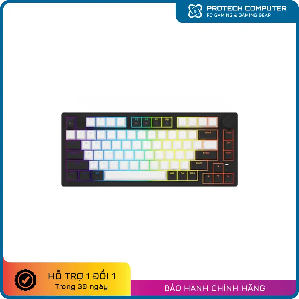 Bàn phím cơ Dareu EK75 trắng đen