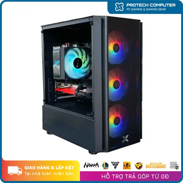 PC Gaming (i5 10400F | RAM 16Gb | Vga Huananzhi Rx580 | SSD 256Gb | Main H510 | Nguồn 550W)